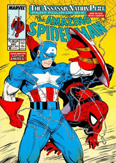 Tableau Spider-Man Captain America sans cadre