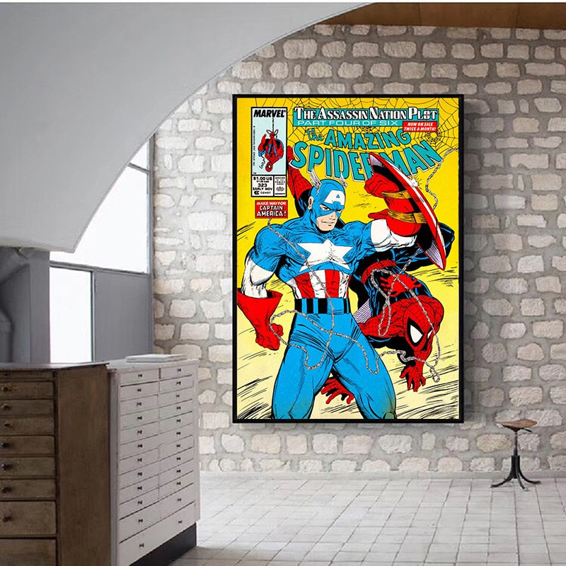 Tableau Spider-Man Captain America sans cadre – Image 2