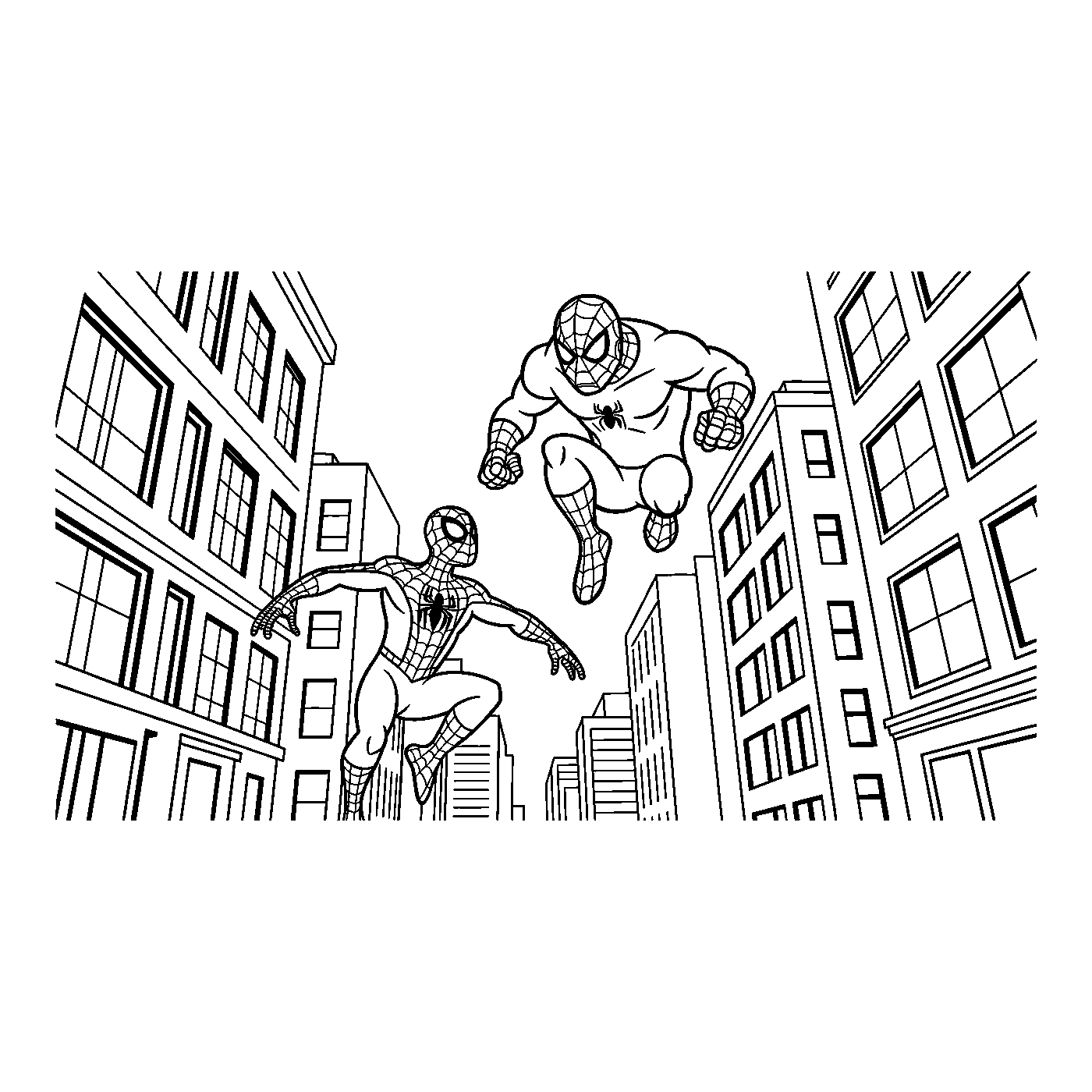 Coloriage Spider-Man gratuit à imprimer : Spider-Man affronte un géant masqué
